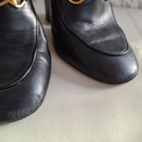 GUCCI Princetown Fur Horsebit Mule Heels Clogs - Picture 11 of 13